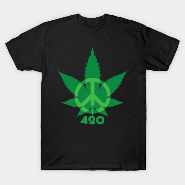 420 Peace Leaf T-Shirt by defytees